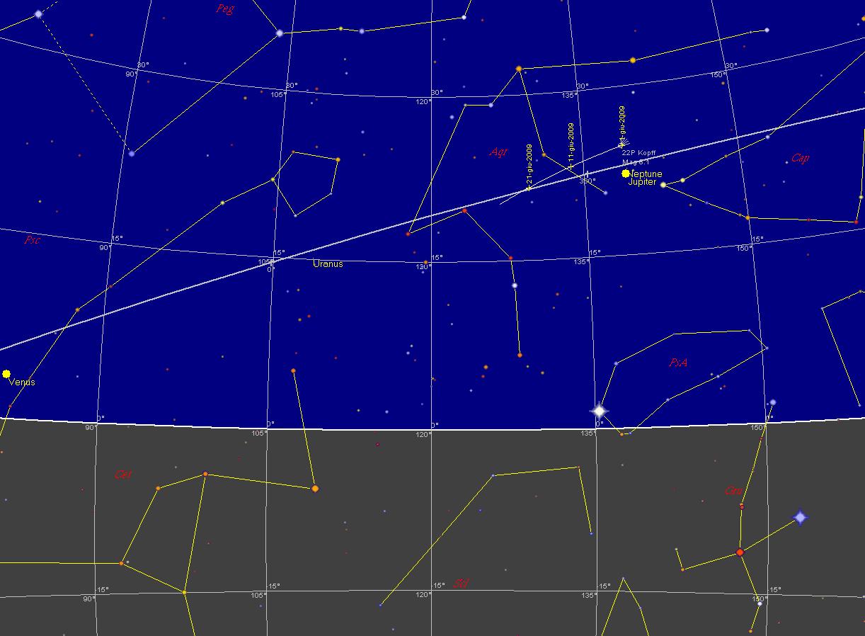Cometa P22 Kopff  cartina